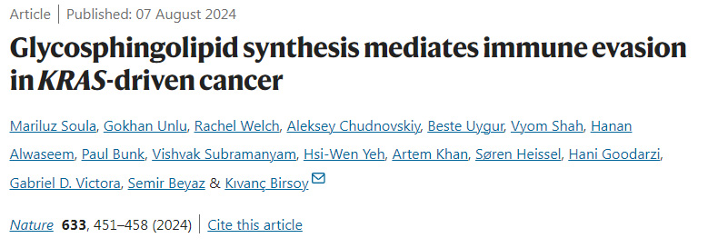 糖鞘脂合成介導(dǎo)KRAS驅(qū)動的癌癥免疫逃避