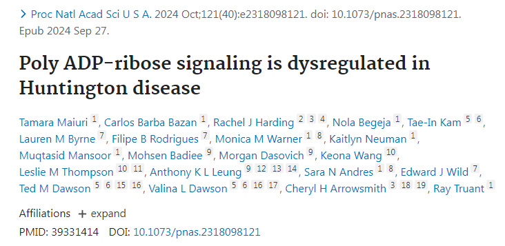 亨廷頓病中多聚ADP核糖信號(hào)傳導(dǎo)失調(diào)
亨廷頓病中多聚ADP核糖信號(hào)傳導(dǎo)失調(diào)