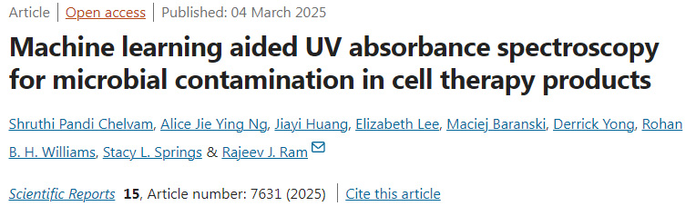 機(jī)器學(xué)習(xí)輔助的紫外吸收光譜技術(shù)用于細(xì)胞治療產(chǎn)品中的微生物污染檢測(cè)