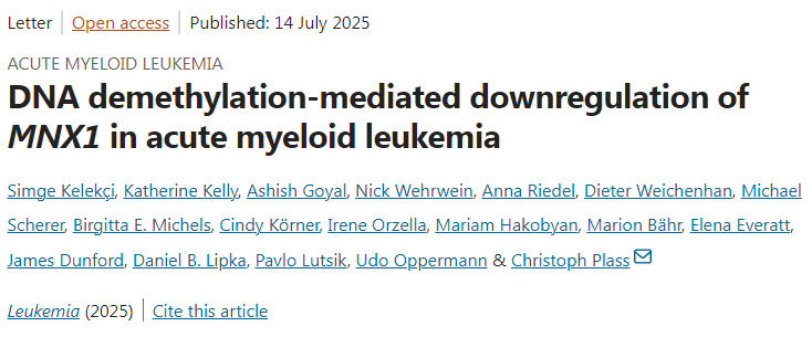 DNA去甲基化介導(dǎo)急性髓系白血病中MNX1基因表達(dá)下調(diào)
