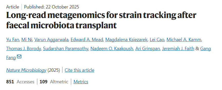 糞菌移植后應(yīng)用長讀長宏基因組學(xué)進(jìn)行菌株追蹤 糞菌移植后應(yīng)用長讀長宏基因組學(xué)進(jìn)行菌株追蹤