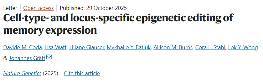 細胞類型與位點特異性的記憶表達表觀遺傳編輯 細胞類型與位點特異性的記憶表達表觀遺傳編輯