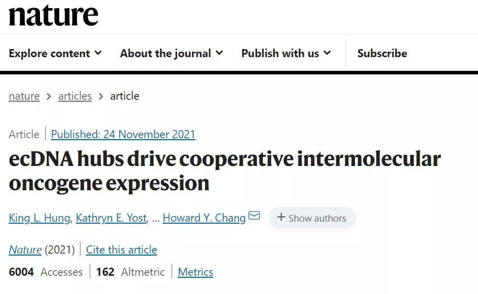  打開抗癌新思路！Nature：ecDNA“抱團行動”促使癌基因表達擴增