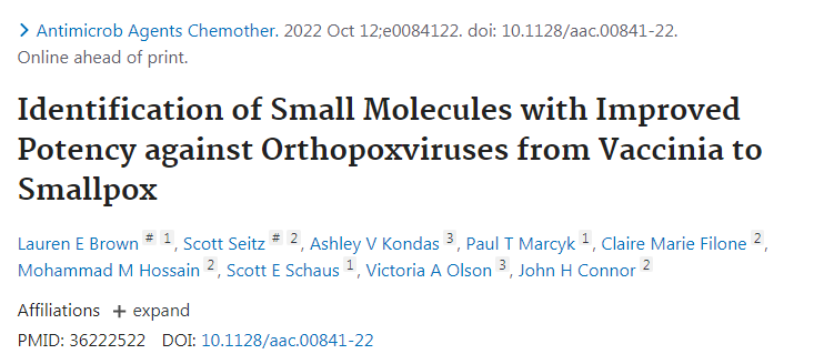 開(kāi)發(fā)一種新型化合物可以用于預(yù)防所有經(jīng)測(cè)試的引起人類疾病的痘病毒