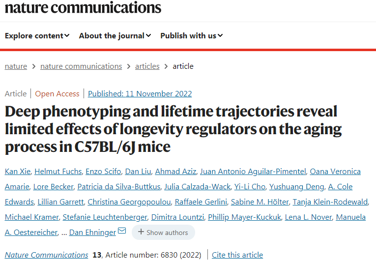 通過小鼠測試，發(fā)現(xiàn)三種抗衰老療法對衰老的假定影響基本上無效