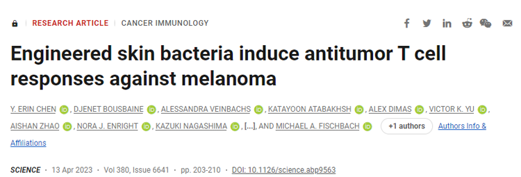 研究通過表達固定在分泌蛋白或細菌表面蛋白上的腫瘤抗原改造皮膚細菌表皮葡萄球菌來，測試其驅(qū)動抗腫瘤免疫反應(yīng)的能力