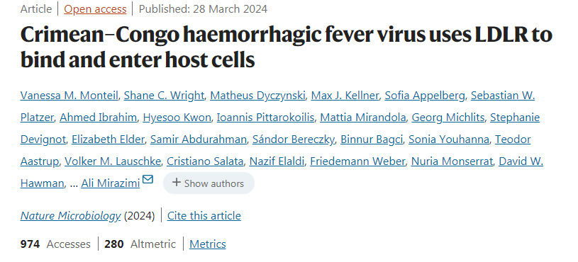 克里米亞-剛果出血熱病毒利用LDLR結合并進入宿主細胞