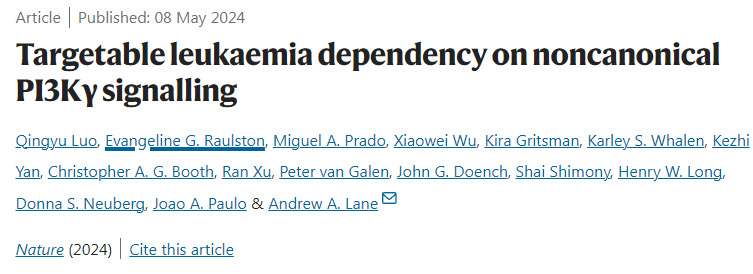 可靶向治療白血病對(duì)非經(jīng)典PI3Kγ信號(hào)傳導(dǎo)的依賴性 可靶向治療白血病對(duì)非經(jīng)典PI3Kγ信號(hào)傳導(dǎo)的依賴性