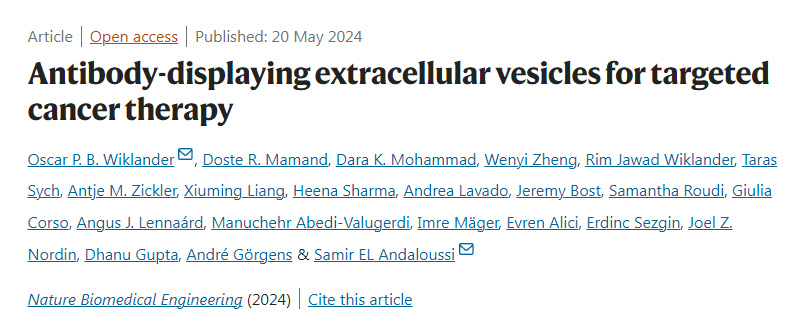抗體擴散細胞外小泡用于癌癥靶向治療