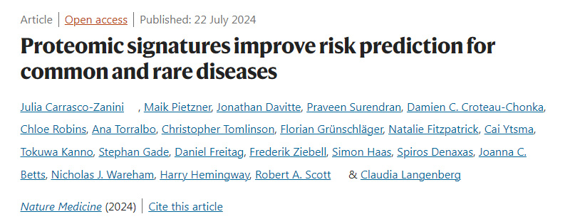 蛋白質(zhì)組學(xué)特征改善了常見(jiàn)病和罕見(jiàn)病的風(fēng)險(xiǎn)預(yù)測(cè) 蛋白質(zhì)組學(xué)特征改善了常見(jiàn)病和罕見(jiàn)病的風(fēng)險(xiǎn)預(yù)測(cè)